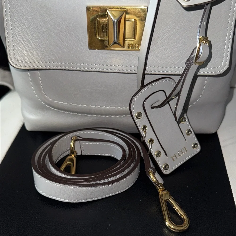 Emilio Pucci Gray Satchel with Gold Accents - Picture 3 of 15